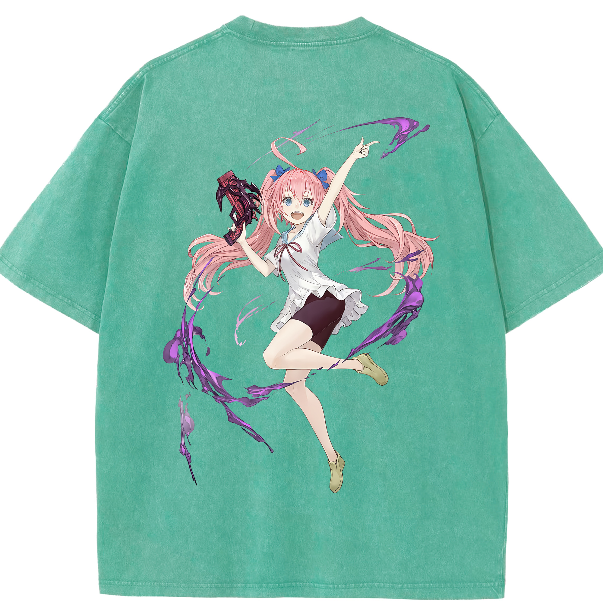 （画像用） 転スラ Regarding Reincarnated to Slime 綿100% ヴィンテージ風 半袖Tシャツ（背面プリント）